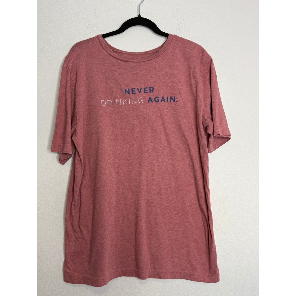 Travis Mathew Men's Large Red Pima Cotton Never Drinking Again Beer Graphic Tee